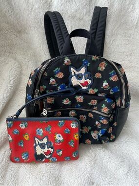 Like New 🐶 Coach Tea Rose Westie Dog Wristlet and EUC Backpack